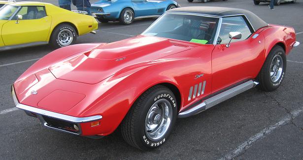 1969 Red Convertible Corvette with Hardtop
