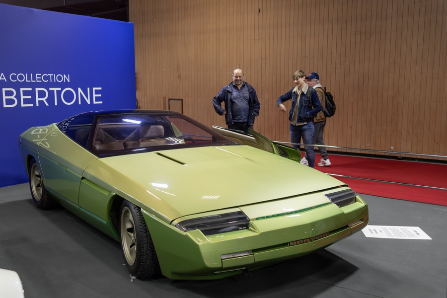 The 1984 Bertone Ramarro, a green wedge-shaped concept car based on the C4 Corvette